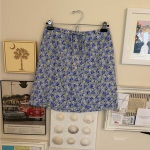 Elegant Blue Floral A-Line Skirt